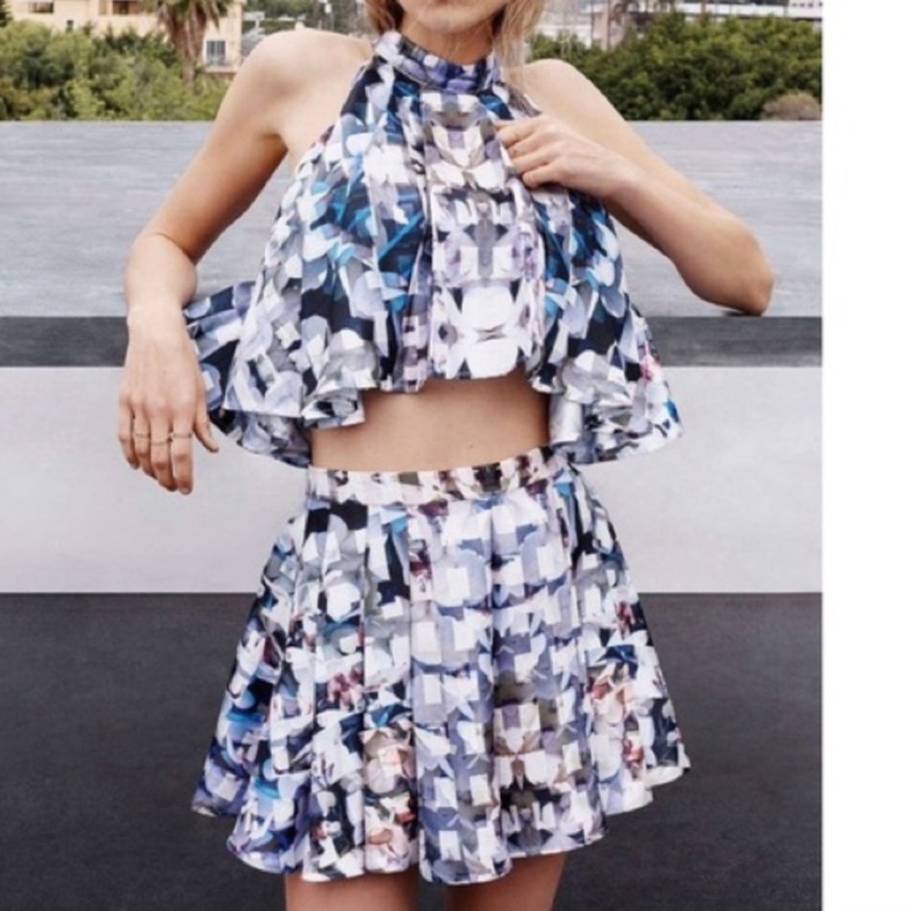 Urban Outfitters x C/meo Collective Geometric Floral Pattern Set Crop Top Skort